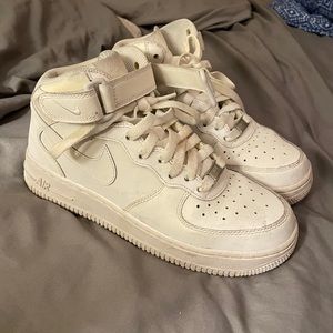 White Nike High Top White Airforce 1s